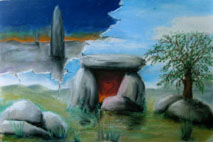 Dolmen und Menhir, Pastellkreide